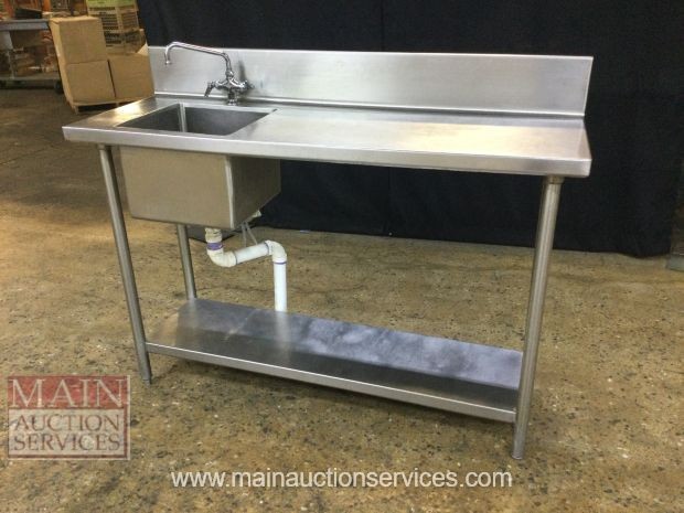 60”x 21” All Stainless Steel Work Prep Table With Left Sink