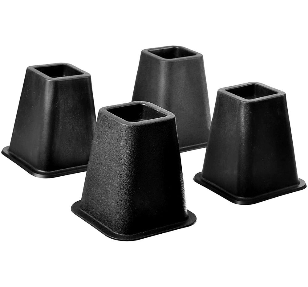 5-6" Black Bed Risers, Heavy Duty Stackable Furniture Risers, 4-Pack