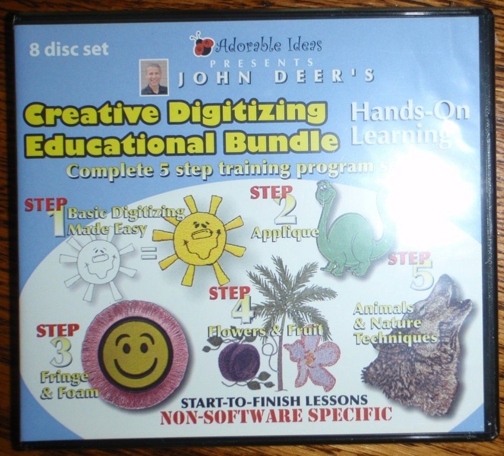 ADORABLE IDEAS JOHN DEER'S Creative Digitizing 5 STEP DVD SET  EDUCATION SET