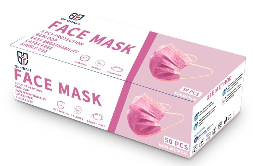 GP Craft 50/100 Pcs Disposable Face Cover 3-Ply Filter Breathable Earloop Masks