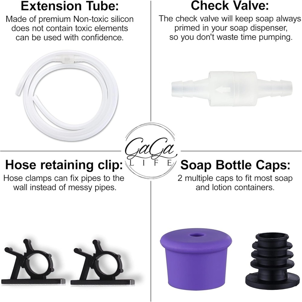 Durable 47” Silicone Soap Dispenser Tube Kit - Effortless Under-Sink Solution