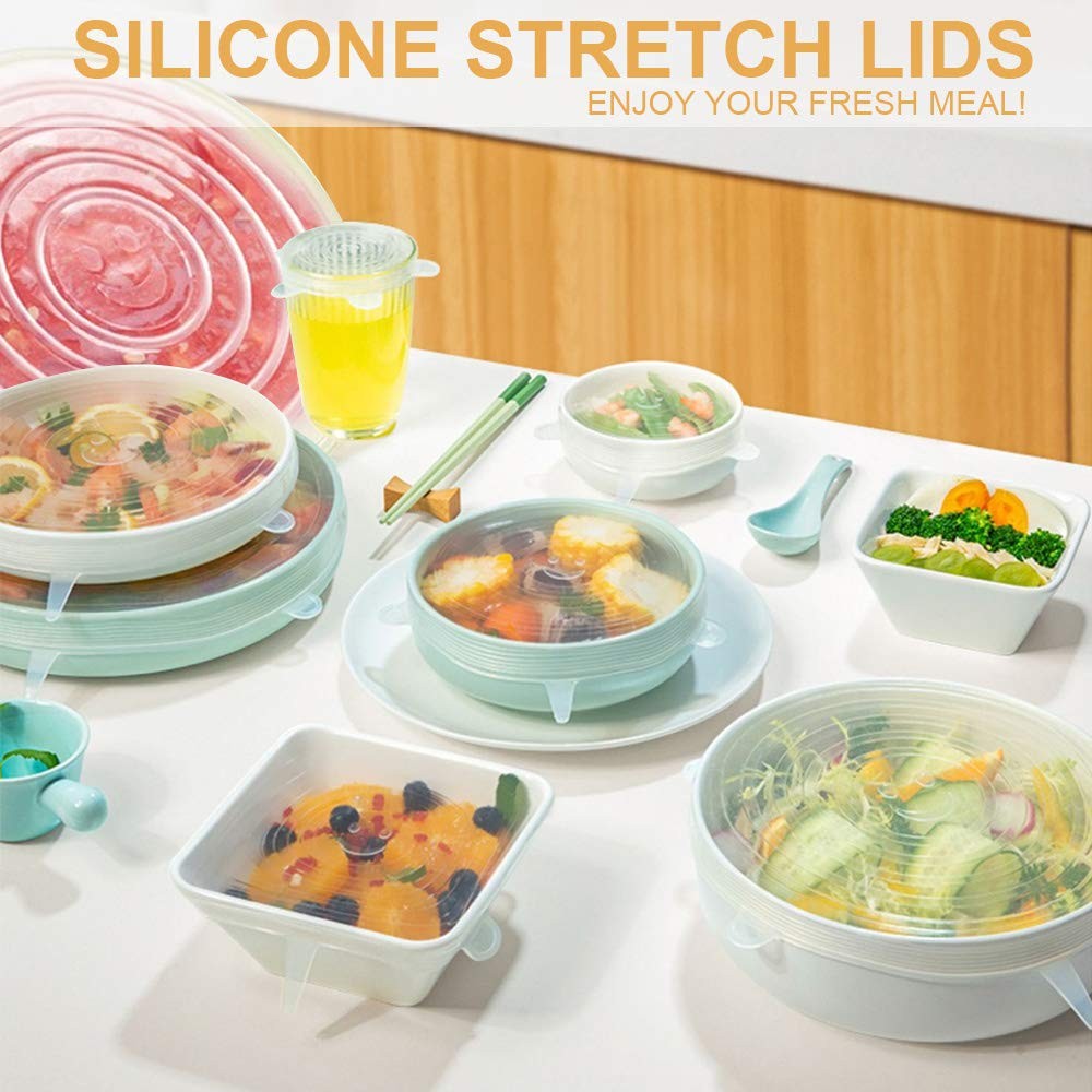 4 Pack Same Size Silicone Stretch Lids, Thicker Reusable Sturdy Silicone Cont...