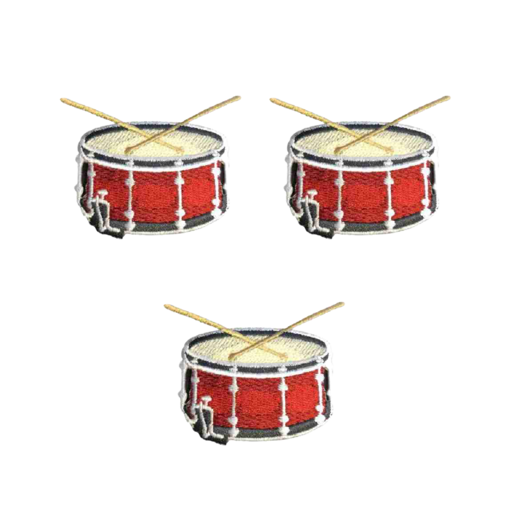 Drum Patches (3-Pack) Music Embroidered Iron On Patch Applique