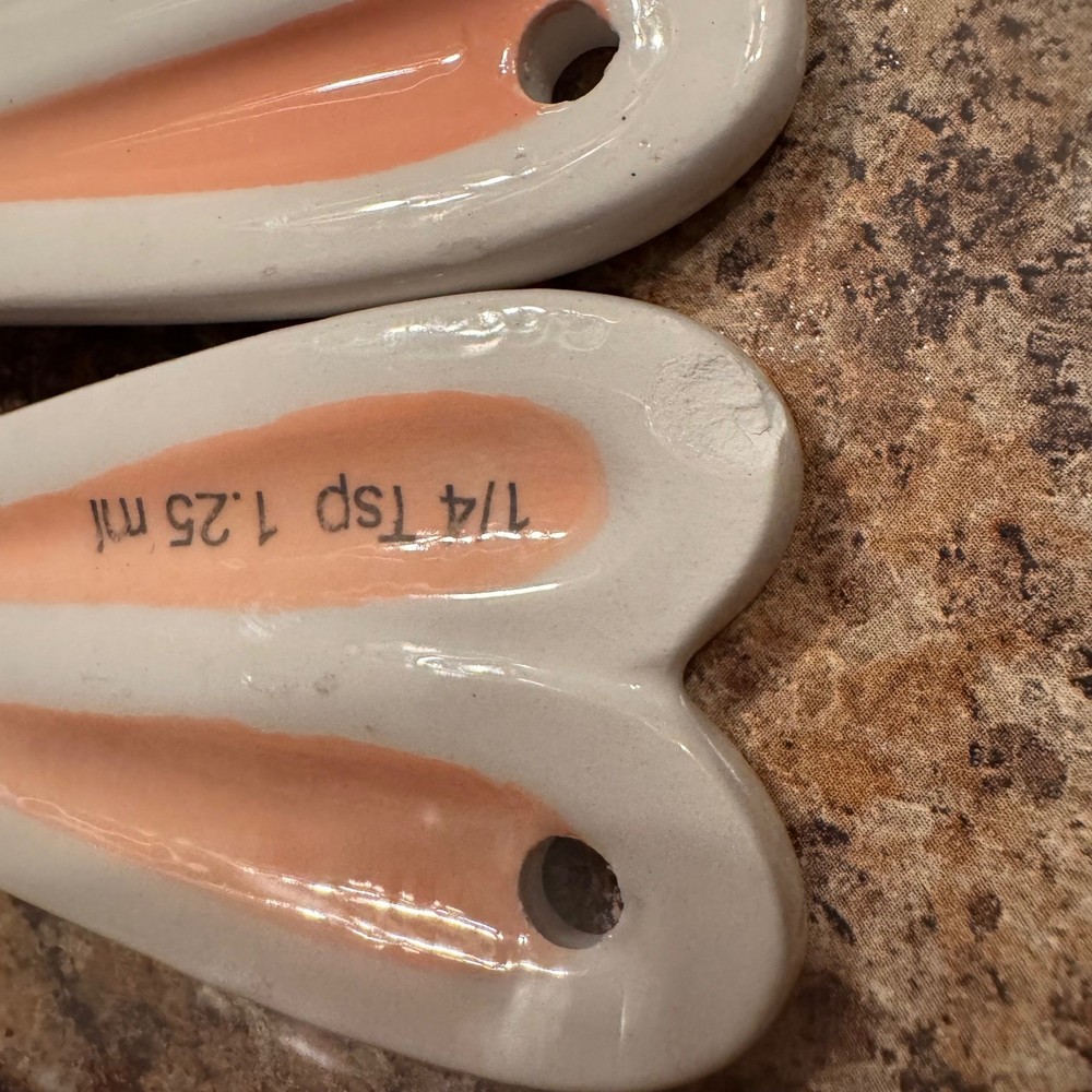 Cute Ceramic Bunny Rabbit Measuring Spoons Set Kitchen Baking Tool Easter Spring