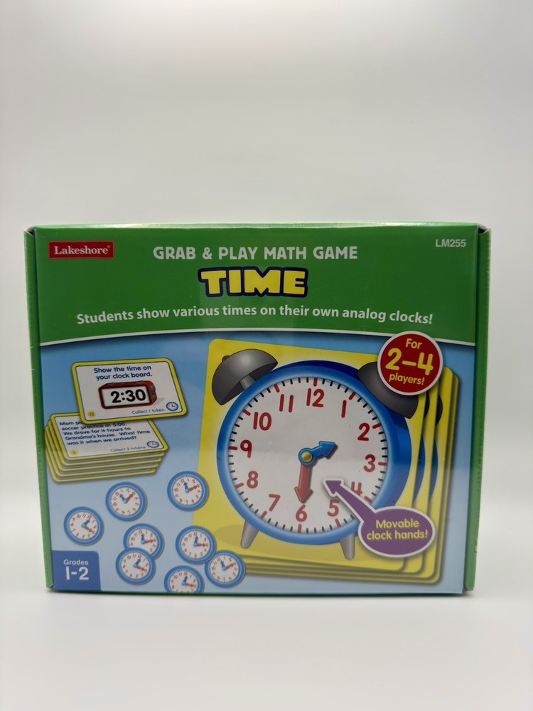 LAKESHORE-GRAB & PLAY MATH GAME-TIME-LM255- New!!!