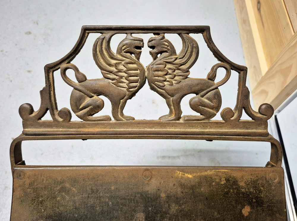 ANTIQUE CAST IRON GRIFFIN STOOL / BENCH