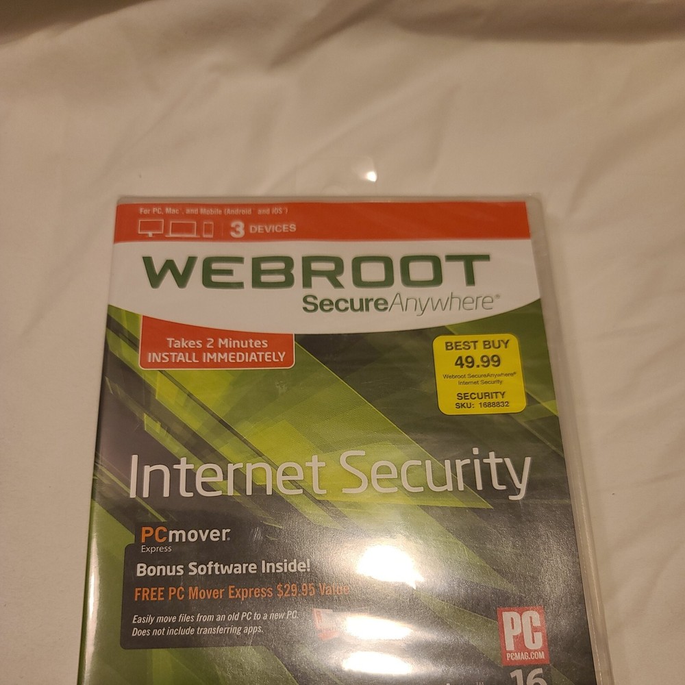 Webroot Secure Anywhere PC/Mac/Mobile Android & iOS-3 Devices Internet Security