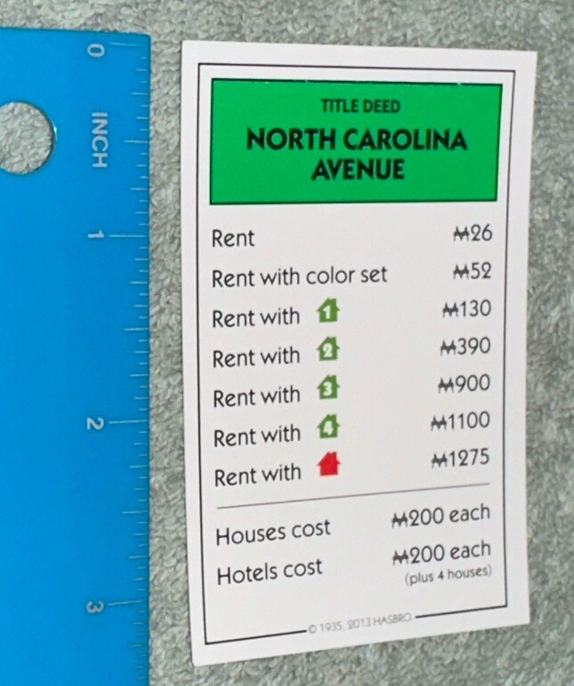 2014 Monopoly Replacement - 3 Green Property Cards