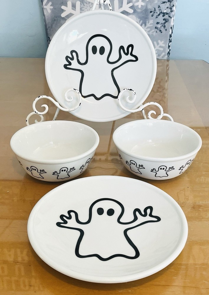 Bodum Ceramic Halloween Ghost Plates & Bowls Set