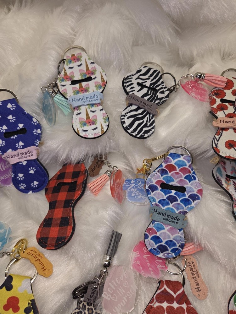 Assorted Handmade Lip Balm Holder Keychains
