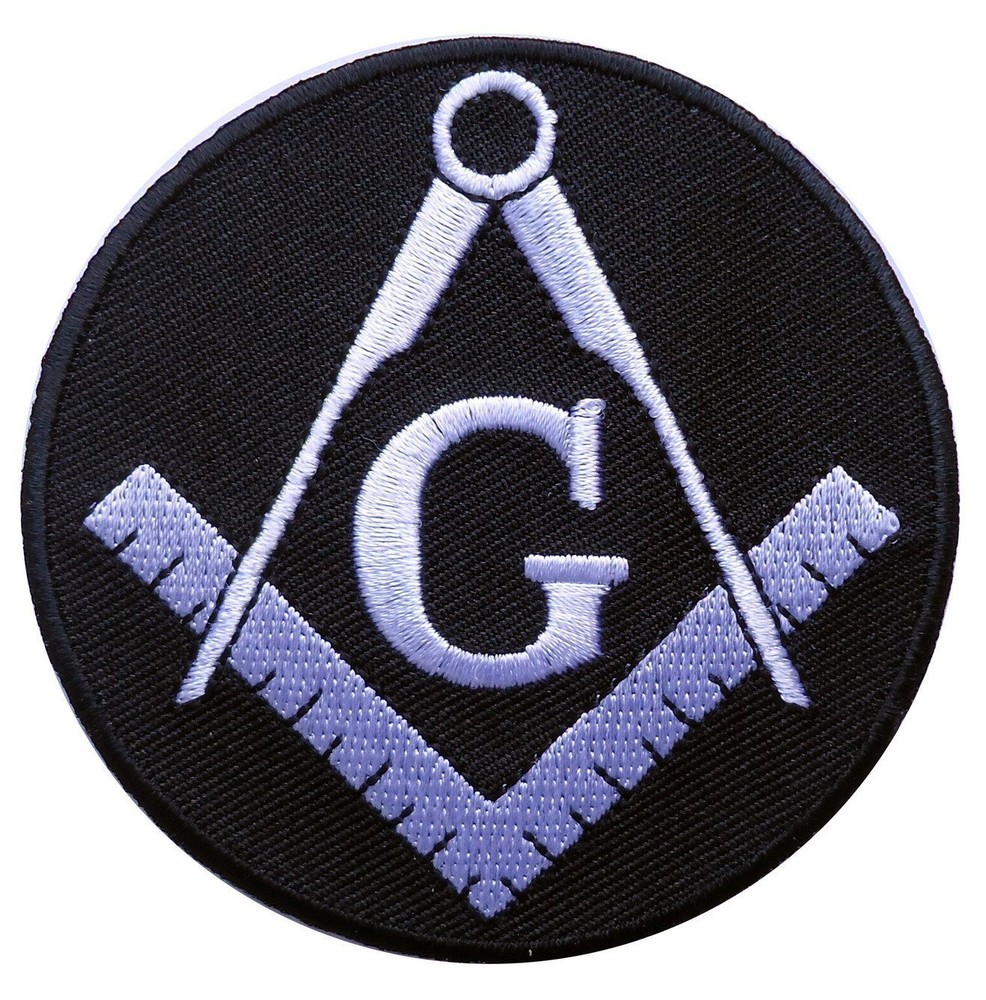Masonic Square Compass G Embroidered Iron On 3.0 inch Patch