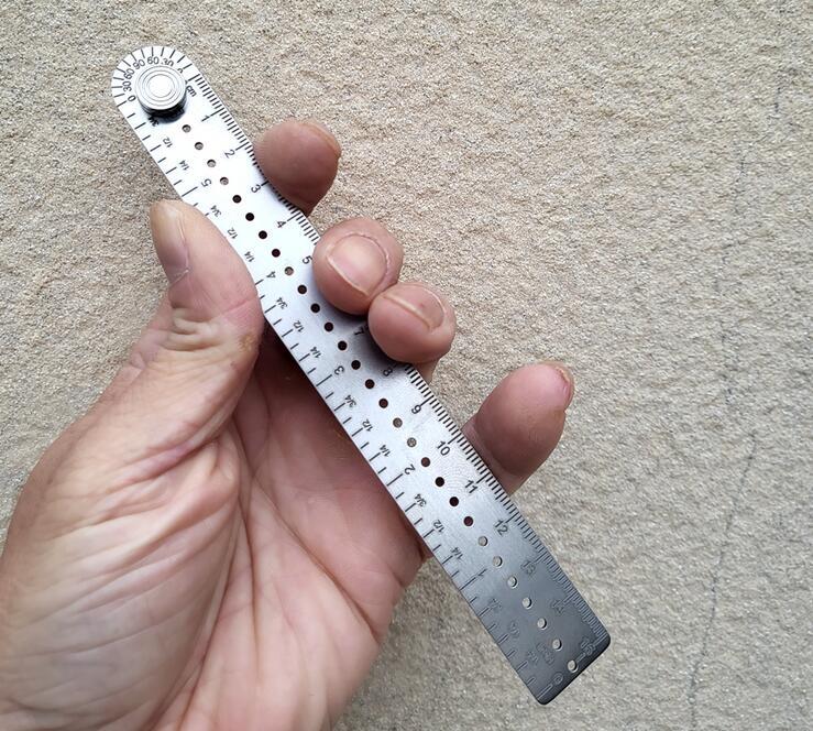 TC4 Titanium Alloy Ruler Scale Protractor Creative Ruler w/ CM Inch EDC Tool