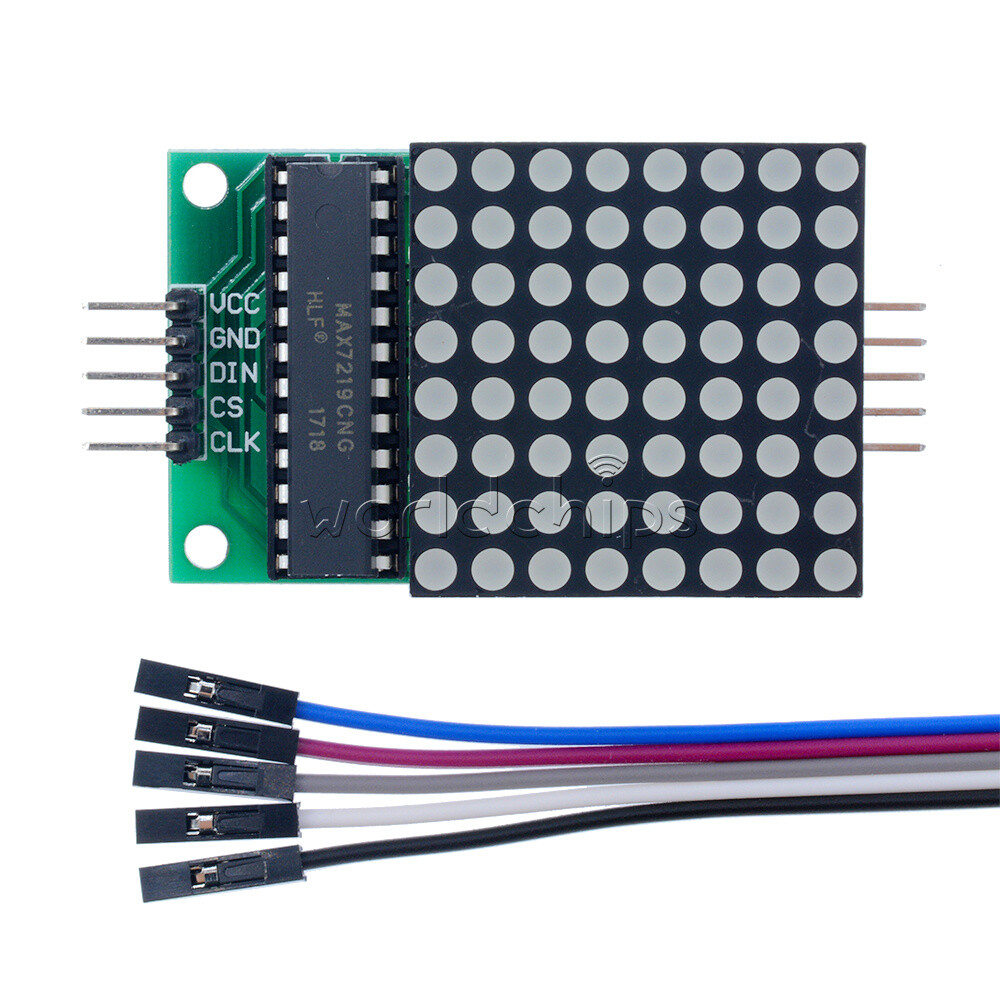 2PCS MAX7219 Red LED Dot Matrix Module Drive 8x8 Common Cathode Lattice + Cable