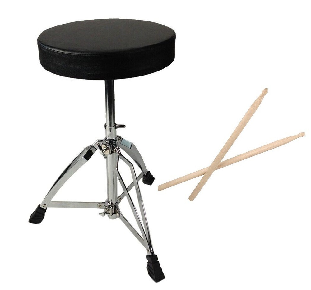 Zenison Drum Throne Bundle Height Adjustable Tripod Swivel Padded Stool w/Sticks