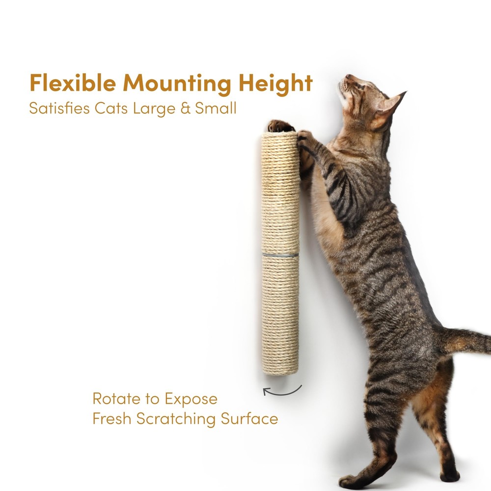 18" Compact Wall Mounted Cat Scratcher Sisal Scratching Post