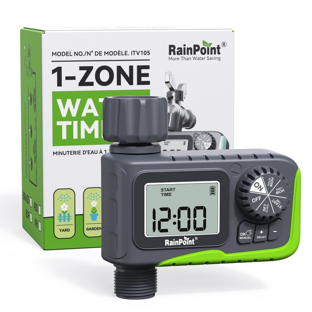 Rainpoint 1-Zone Water Timer Model ITV105 Water Saving Outdoor 3/4" Hose Timer