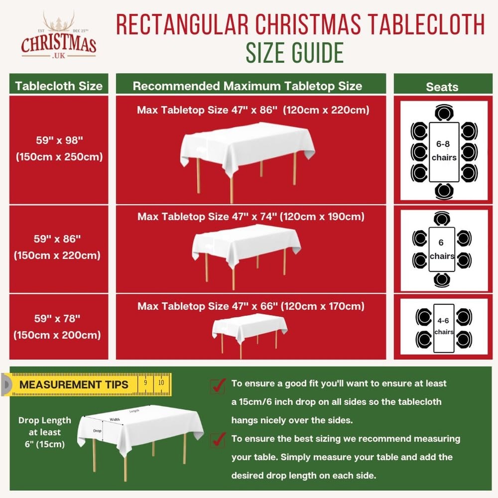 Christmas Table Cloths (59" x 78", Traditional) 78" x 59" (Rectangular)