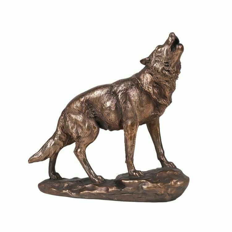 Pacific Giftware Animal World Howling Wolf Golden Finish Resin Figurine