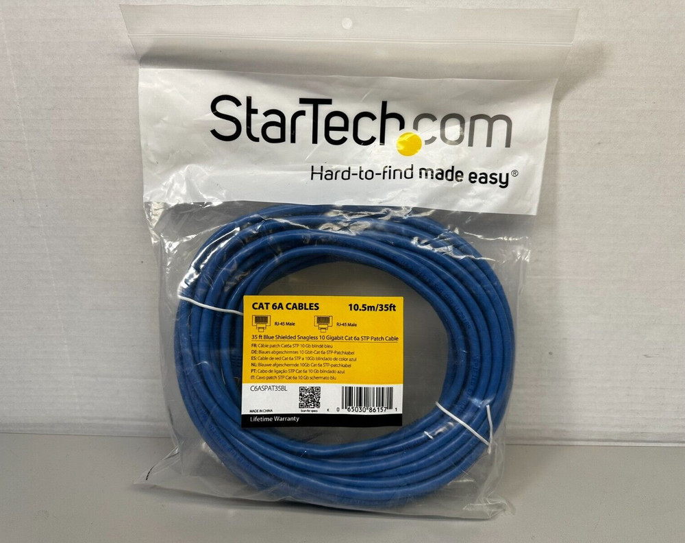 StarTech.com C6ASPAT35BL CAT 6A Ethernet 35' Shield Patch STP Cable 10 Gigabit