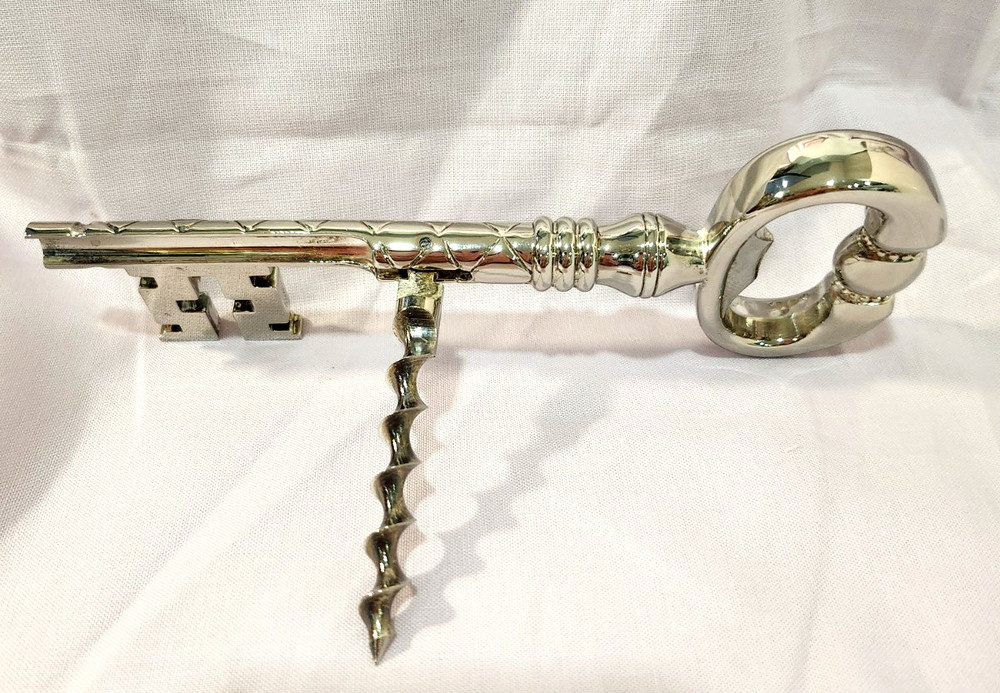 Bar Ware Set, Silver Plated from Neiman Marcus, Corkscrew & Double-Sided Jigger