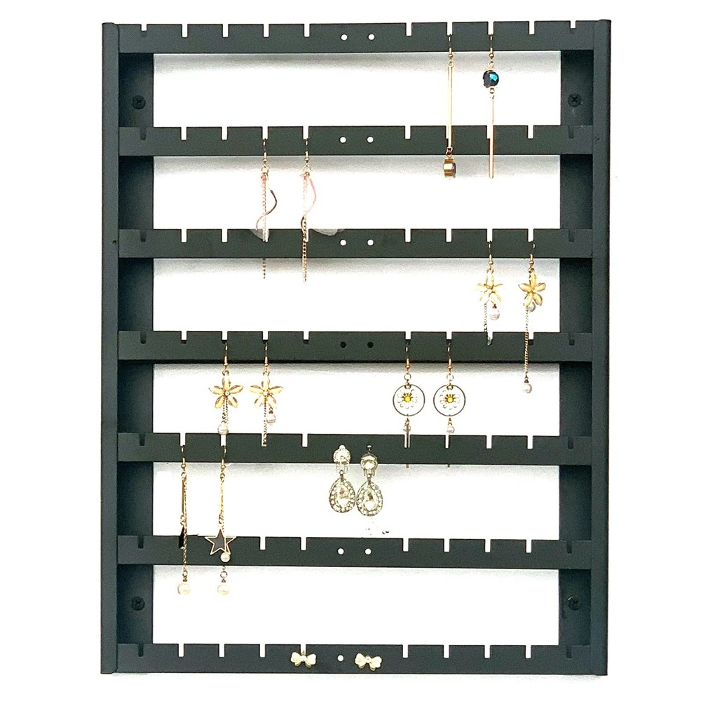 Earring Holder Organizer,7 Layer Wall Mounted Ear Stud Display Storage, Black...