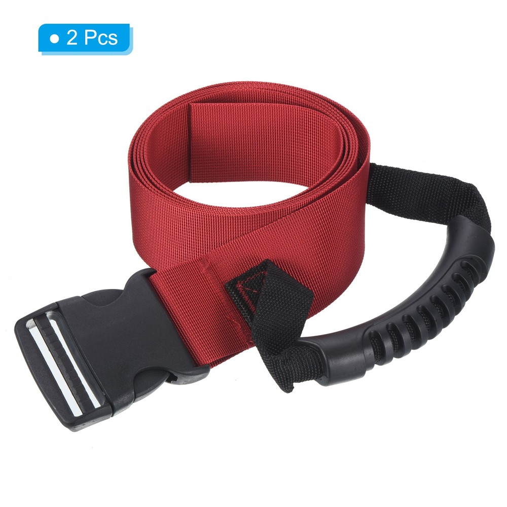 2 Pack Carrying Strap with Handle Adjustable Nylon Belt for Moving Boxes Red