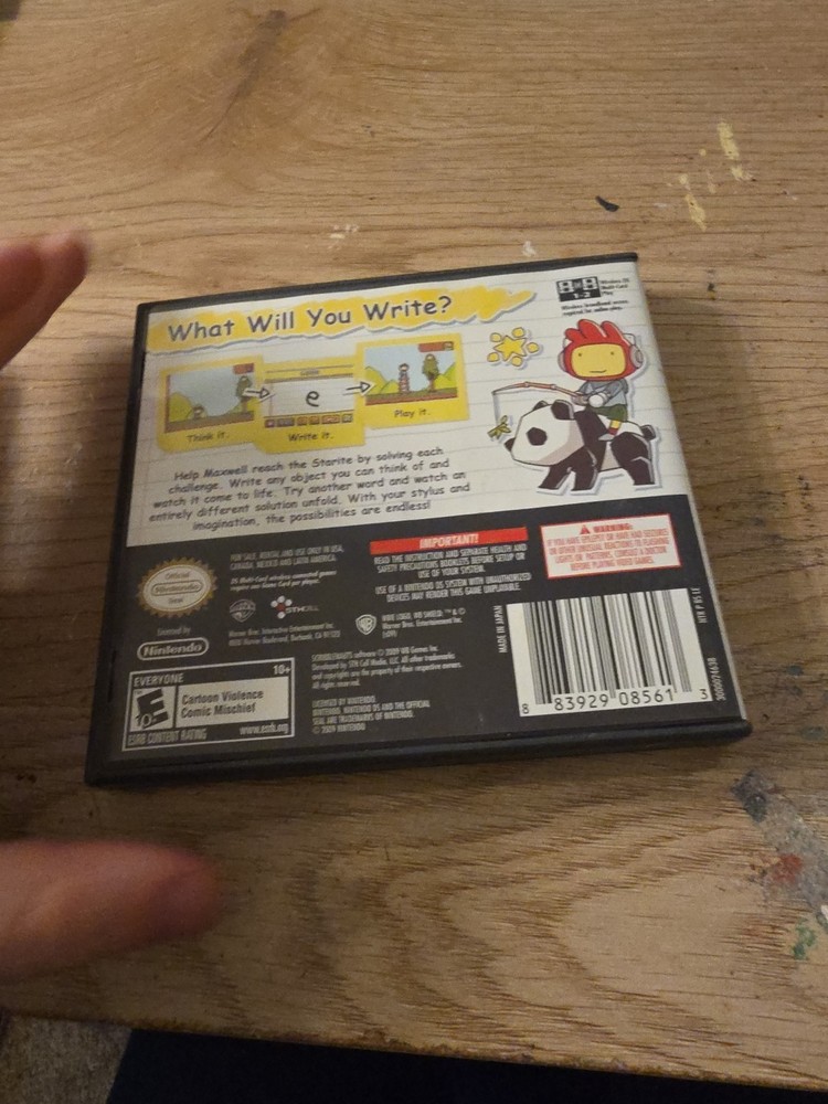 Nintendo Ds Scribblenauts Case Manual And Inserts Only