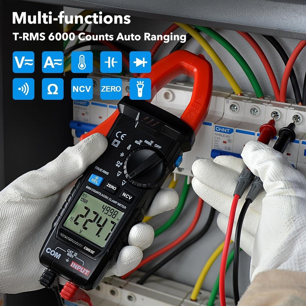 Digital Clamp Meter Multimeter Tester TRMS 6000 Counts Amp Volt Meter,Diode &NCV