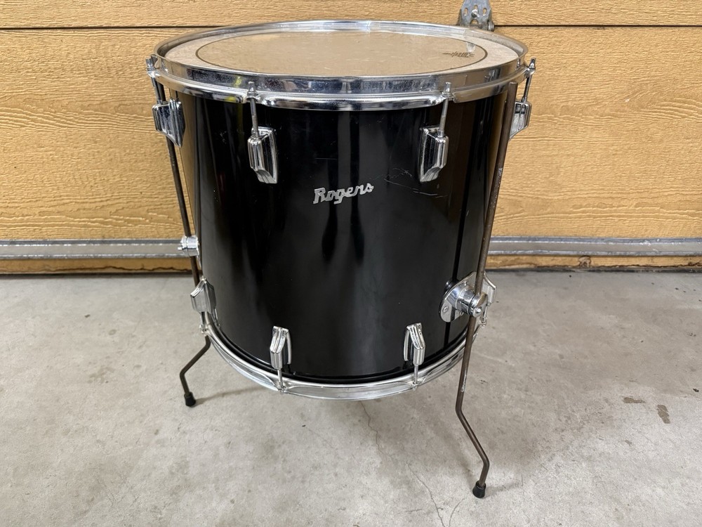 ROGERS 1970S 18" FLOOR TOM DRUM SCRIPT LOGO Black