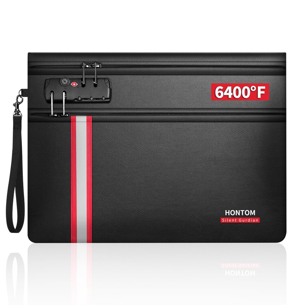 Fireproof Document Bag,6400℉ Upgraded Material Fireproof Water Resistant Mone...