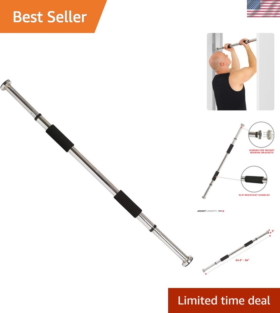Chrome Adjustable Pull Up Bar - Comfortable Grip for Effective Home Workouts