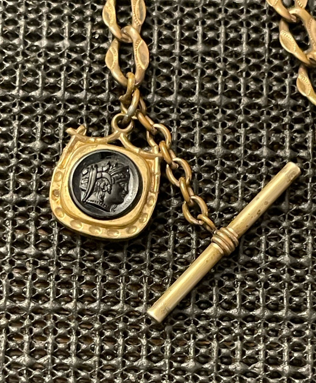 Antique E MFG CO Gold Filled Albert Pocket Watch Chain 12” Pendant FOB w/ T-Bar