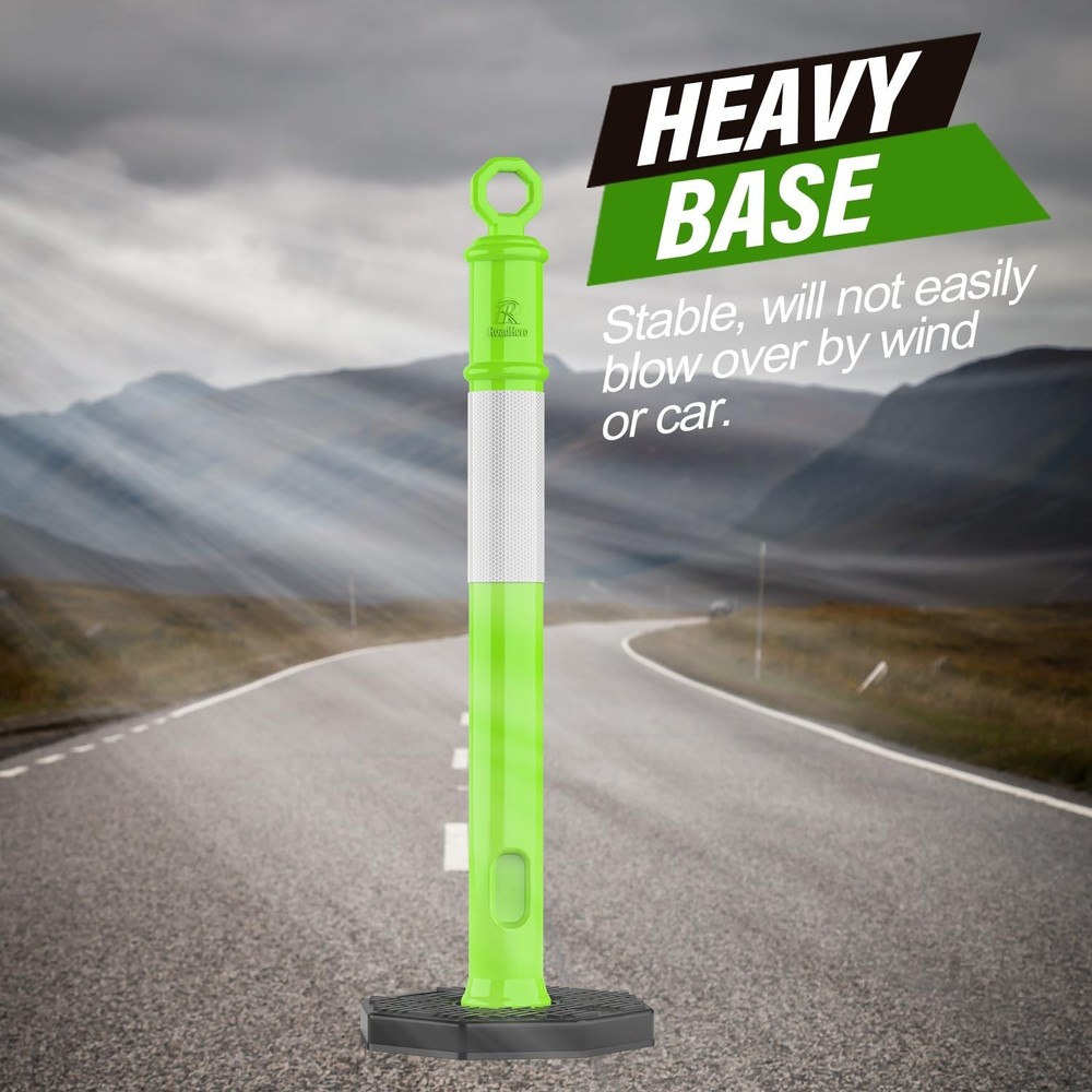 45 Inch 3 Pack Delineator Post with Base, Lime Green Traffic Delineator Posts...