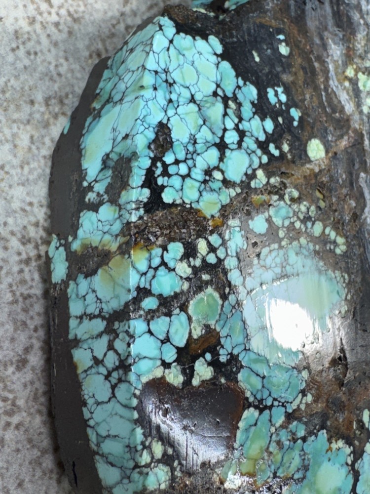 Hubei turquoise rough , solid spiderwebs nuggets in multi colored