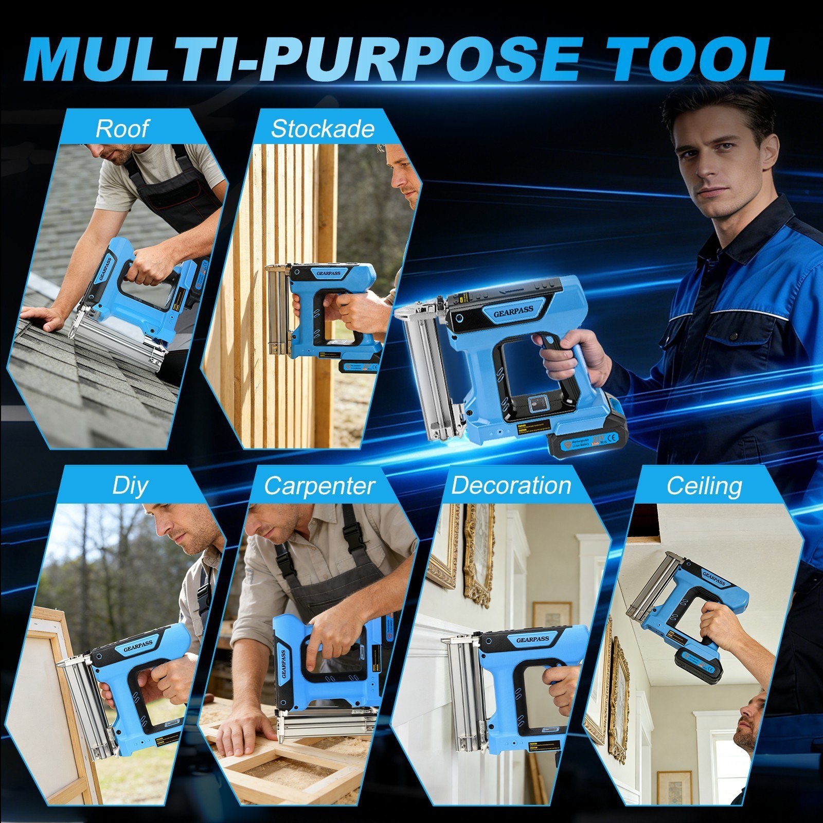 21V 2 in 1 Cordless Nail Gun Brad Nailer with 18 GA w/ Charger & 2 Batteries