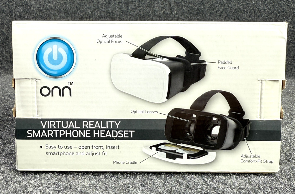 ONN White Virtual Reality VR Smartphone Headset for Apple or Android Black White