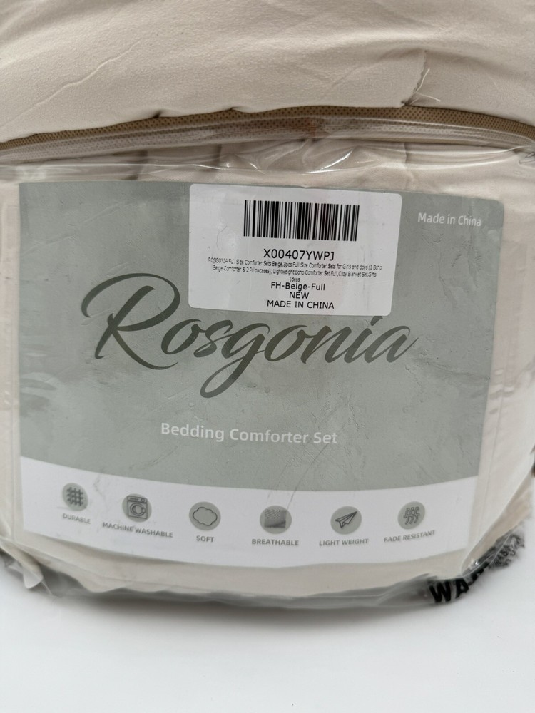 Rosgonia Boho Beige Full Comforter Set 3 Pieces 1 Comforter & 2 Pillowcases