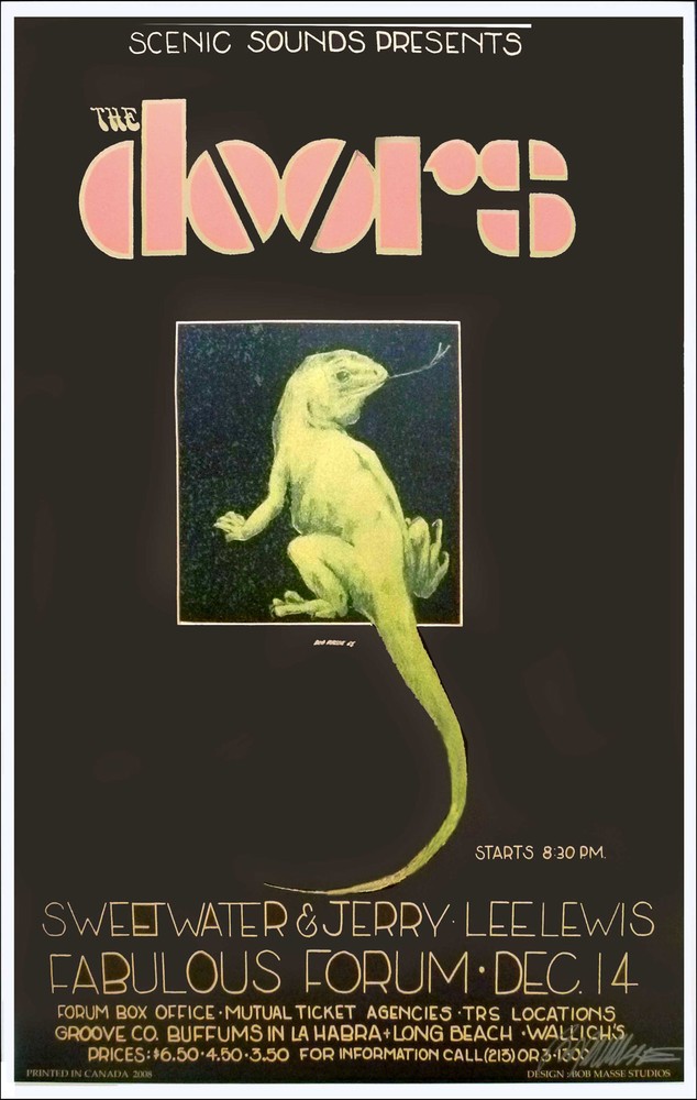 Doors LA Forum 1968 Great Hand-Signed 2003 Reprint by Bob Masse NICE