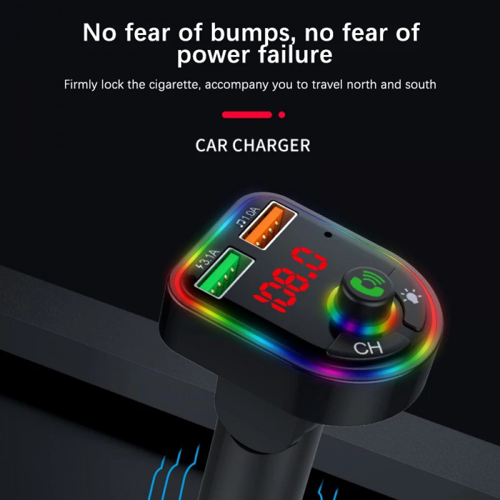 Car Wireless Bluetooth5.3 FM Transmitter MP3 Player USB Car Fast Charger Adapter