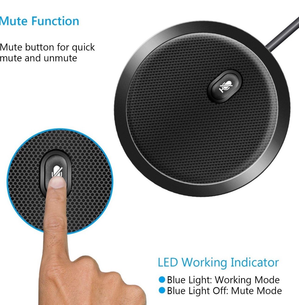 USB Omnidirectional Conference Microphone Plug & Play Upgraded