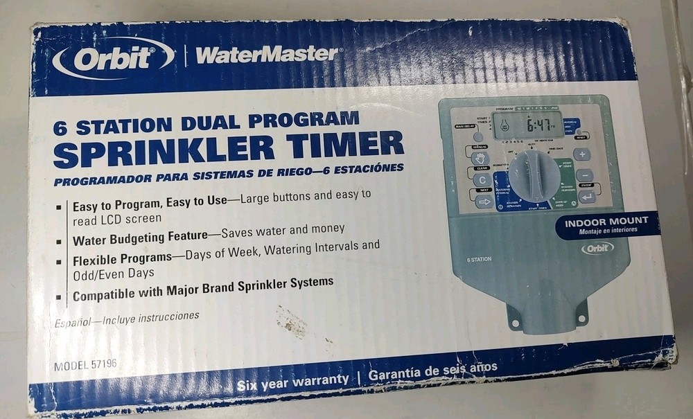 Orbit WaterMaster 6 Station Dual Program Sprinkler Timer Model 57196