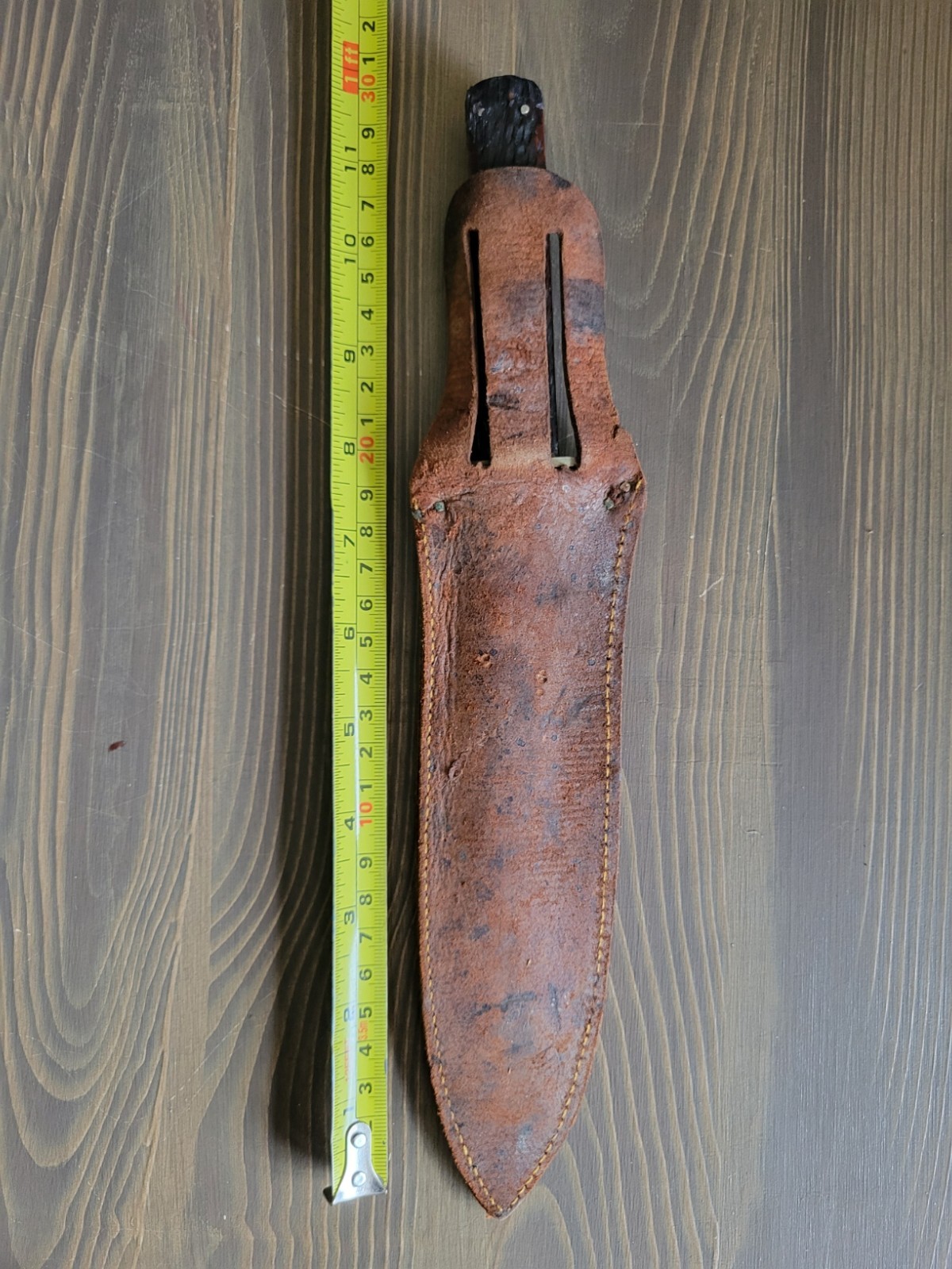 WWI Era Stag Handle Fred Biffar Chicago Ill. Bowie Knife/Side Knife w/Org Sheath