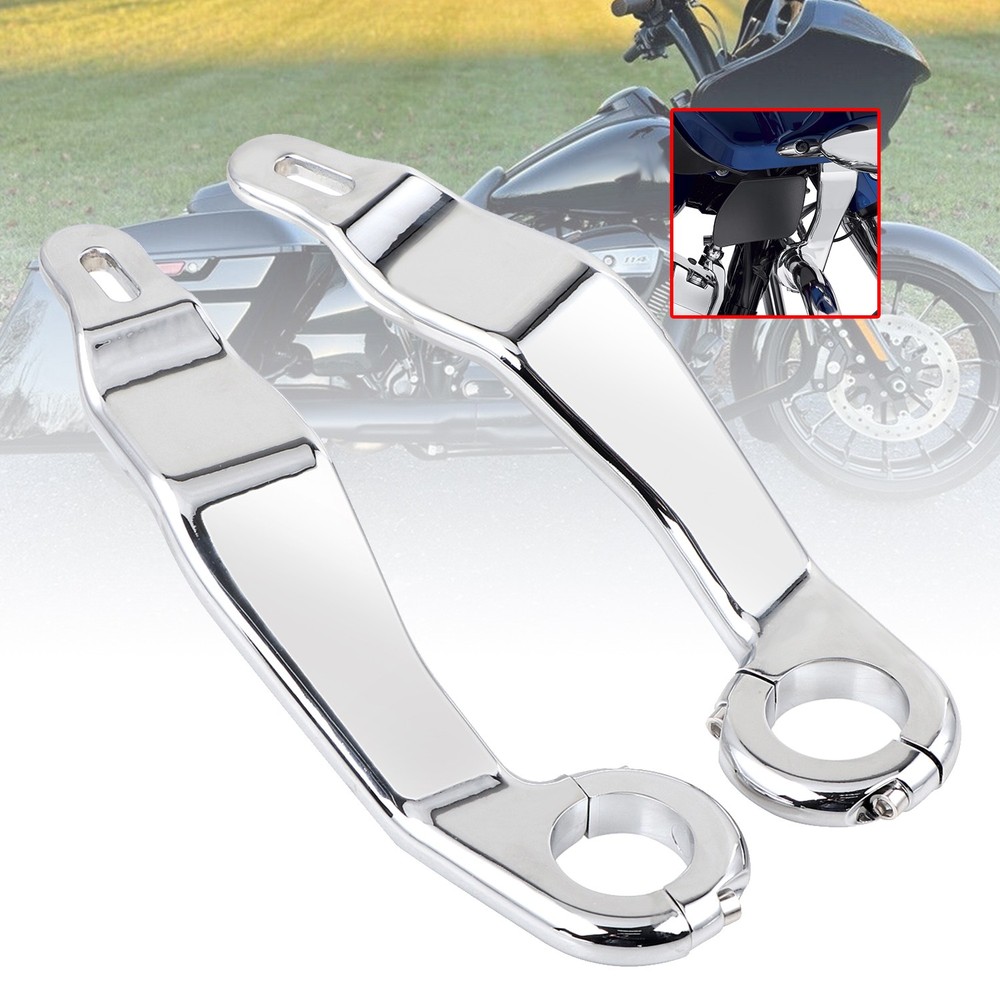 Left Right Front Chrome Fairing Support Bracket Mount Kit For Harley Road Glide