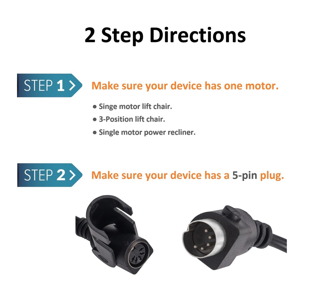 CD008 Recliner Replacement Switch 2 Button 5 Pin Plug Round Control USB C Port