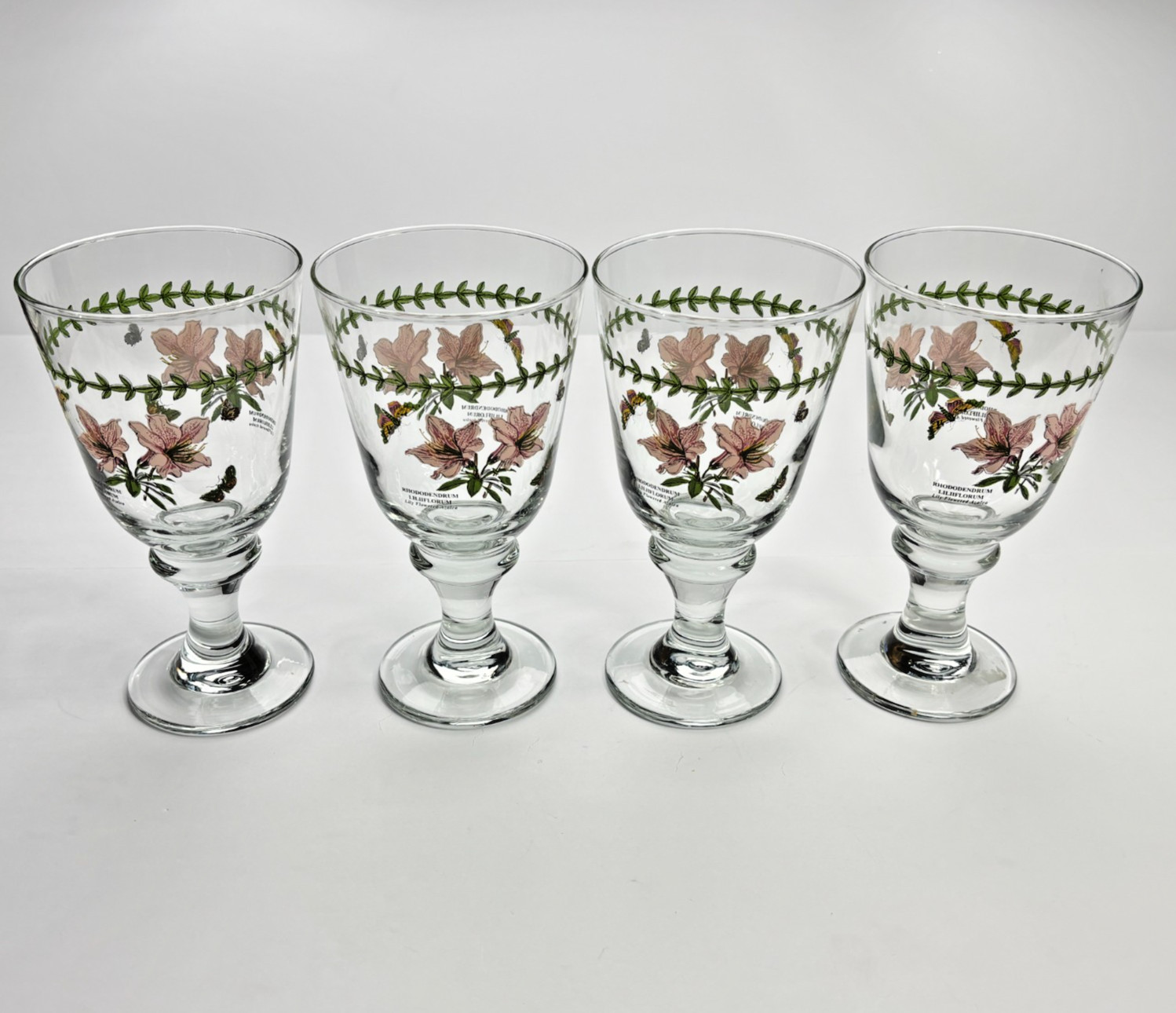 Portmeirion Botanic Garden Iced Tea Water Goblets Rhododendrum Set of 4