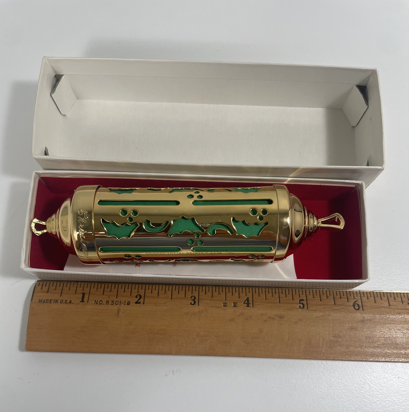 Vintage REED & BARTON Christmas memory ornament Gold-Plated Time Capsule 1982