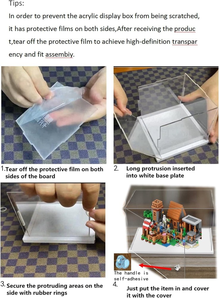 Sturdy Dustproof Acrylic Display Case - White Base, Easy Assembly, 14x14 Inch