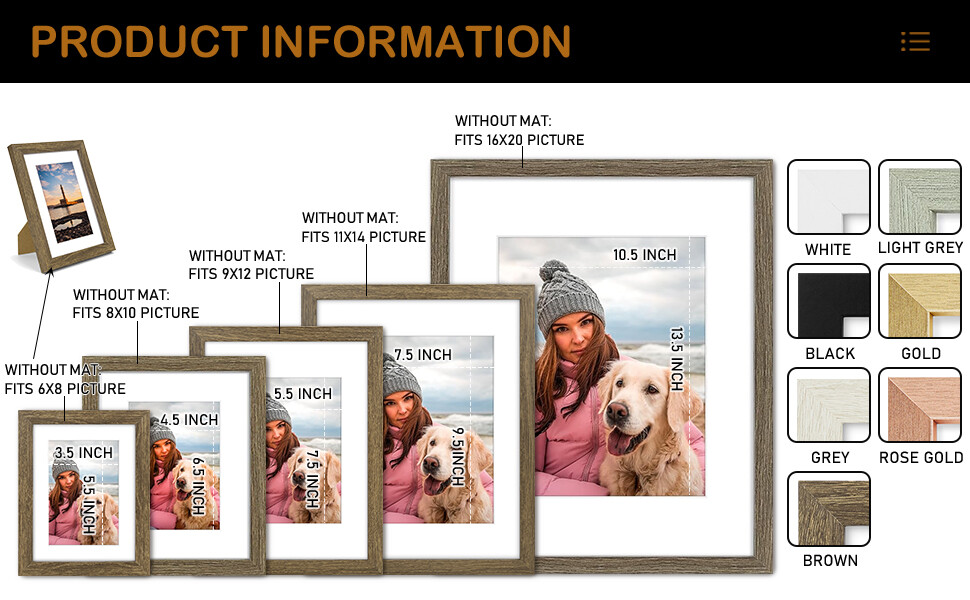 Set of 6 Gallery Wall Picture Frames Family Photo Collage 6x8 9x12 11x14 16x20