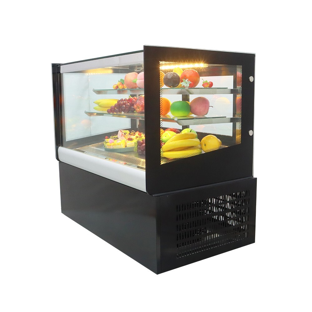 TECHTONGDA 35"Desktop Refrigerated Cake Display Cabinet 3-Layer LED Lighting220V