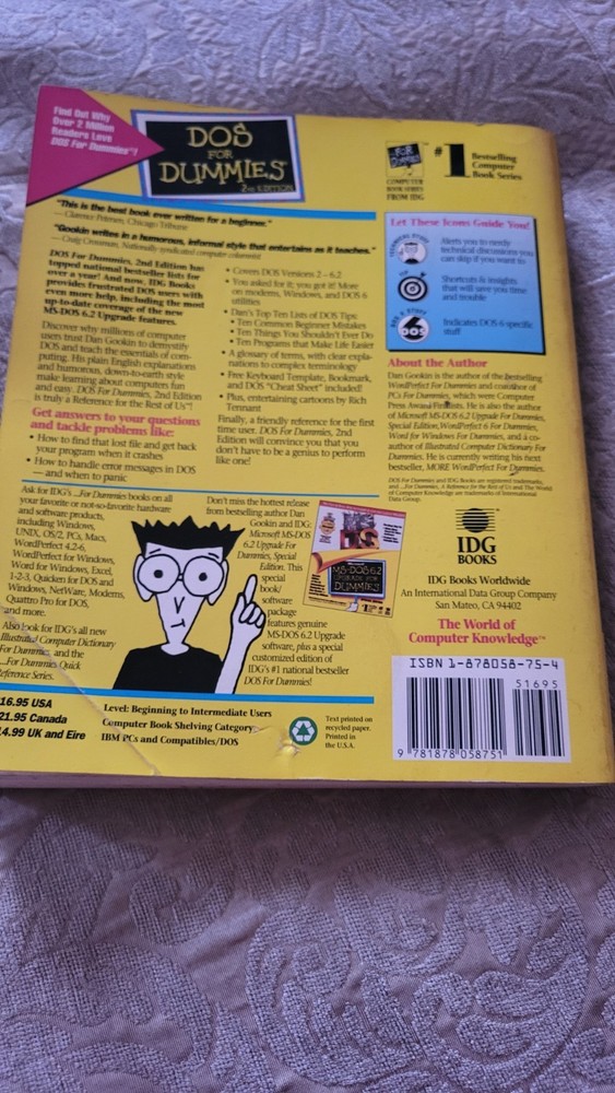 DOS for Dummies 2nd Edition Computer Book Reference Guide Dan Gookin